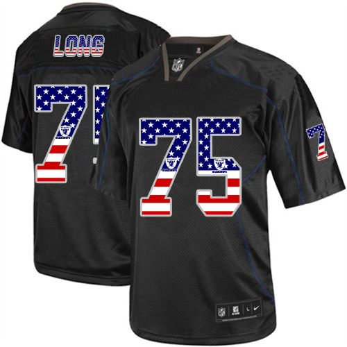 Men's Elite Howie Long Nike Jersey Black - #75 USA Flag Fashion NFL Oakland Raiders